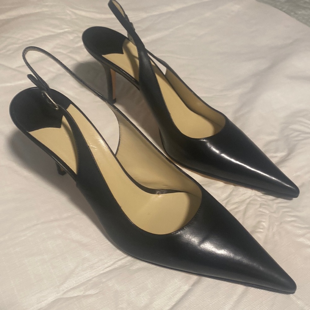 Faconnable Black Leather Slingbacks Pumps. Never Worn!  Size 9M. From Nordstrom